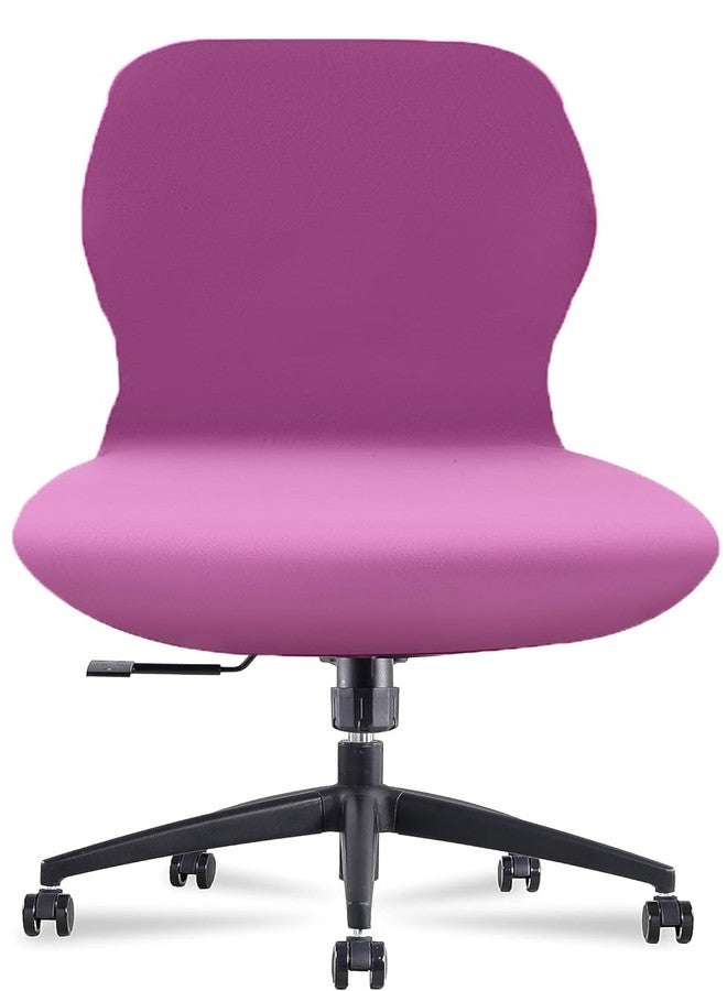 Deisy Dee Velvet Stretch Armless Office Chair Covers - Colorful Stretch Slipcover for Desk Chairs (Purple) - Image 1